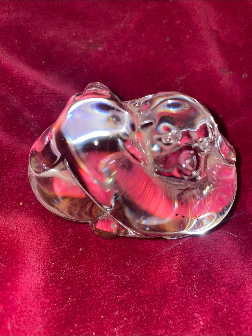 Clear Glass Sleeping Cat Figurine - Transparent